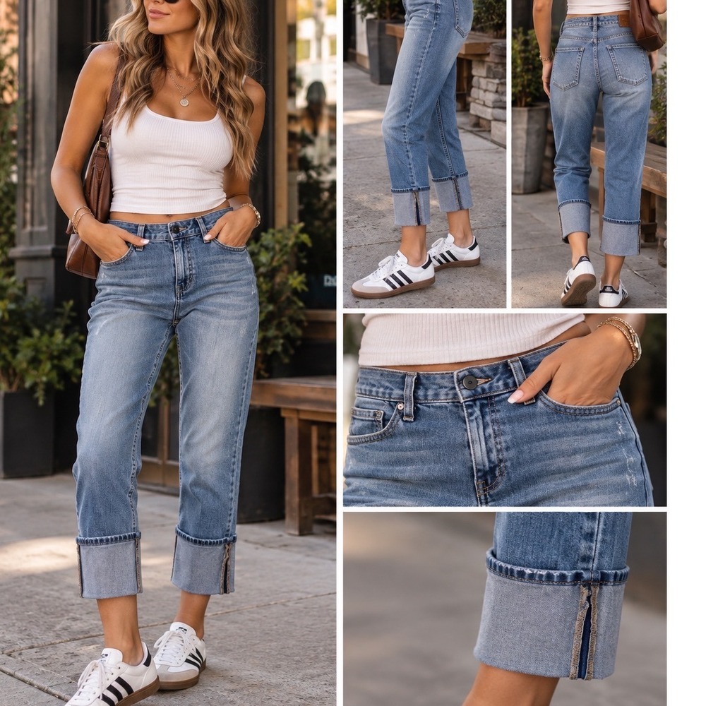 Womens 11 Calvin Klein Jeans Cuffed Crop Denim Medium Vintage Wash Y2K Soft Worn